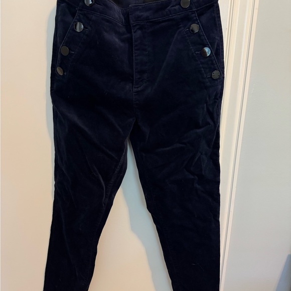 LOFT Dark Blue Corduroy Pants with Button Accents - Picture 1 of 4